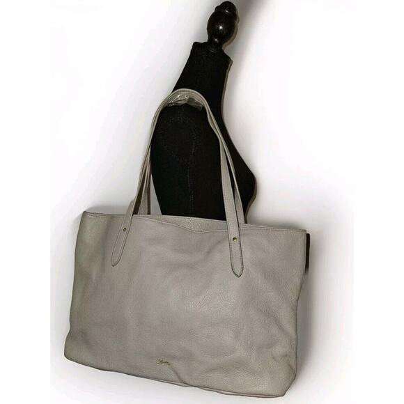EUC! Buxton Leather Tote Handbag Large Gray 19x11x6 - Picture 2 of 11